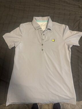 Magnolia Lane Womens Small Short-Sleeve Striped Polo Shirt - Light Gray